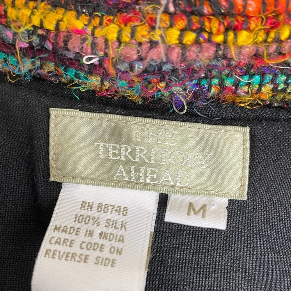 THE TERRITORY AHEAD Multi Colored Silk Jacket lightly worn sz M! - Picture 9 of 12